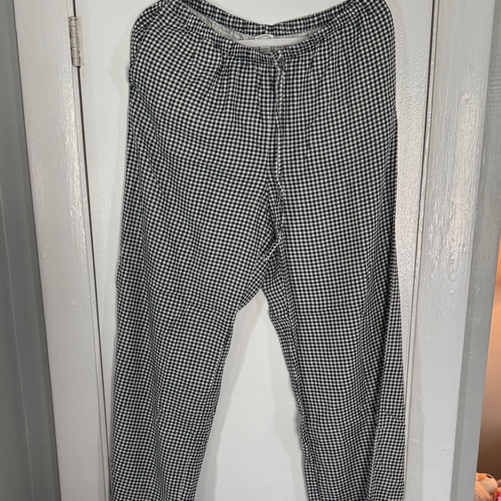 Linen Black and White Checkered Wide leg pants